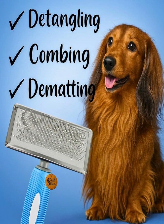 سايج سكوير مشط سيج سكوير المعدني لإزالة الشعر الزائد للكلاب والقطط، مقاس 16 سم | مزيل شعر الحيوانات الأليفة من الفولاذ المقاوم للصدأ بمقبض ناعم | يفك التشابك ويزيل العقد ويقلل من تساقط الشعر | أداة عناية مناسبة لجميع السلالات وأنواع الفراء - Image 2